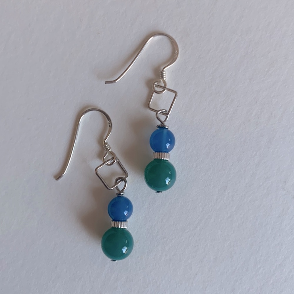 Handmade brand new blue green earrings